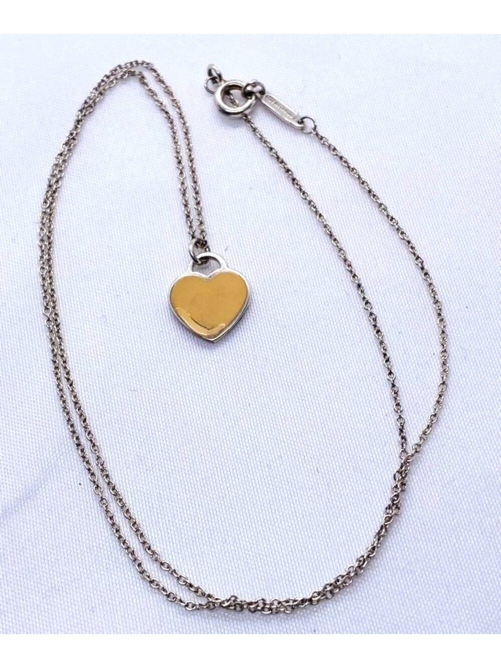 Tiffany & Co Sterling Silver 925 Enamel Single Mini Heart Necklace READ!